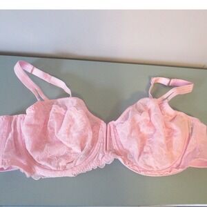 Auden Unlined Lace Underwire Balconette Bra Blush Pink Size 42C